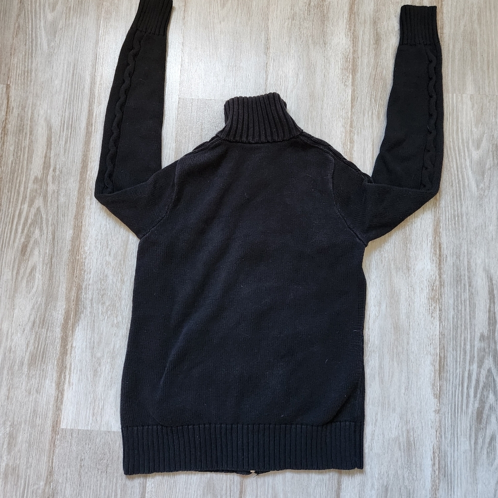 VTG Ralph Lauren Full Zip Sweater Black High Neck Knit Heavyweight Youth Sz L - Picture 10 of 10